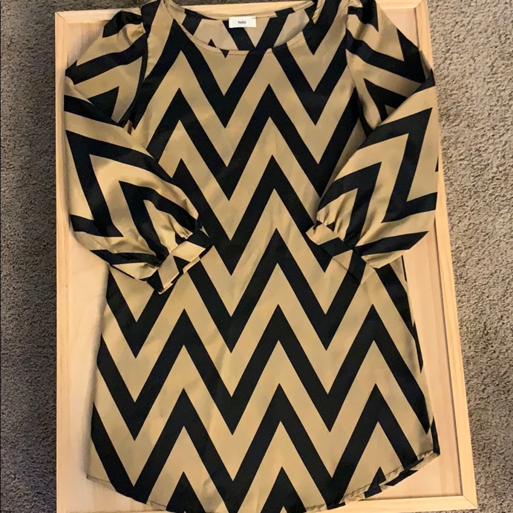 Tobi Black and Tan Chevron dress
